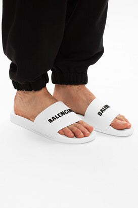 BALENCIAGA logo-embossed rubber slide ( White )
