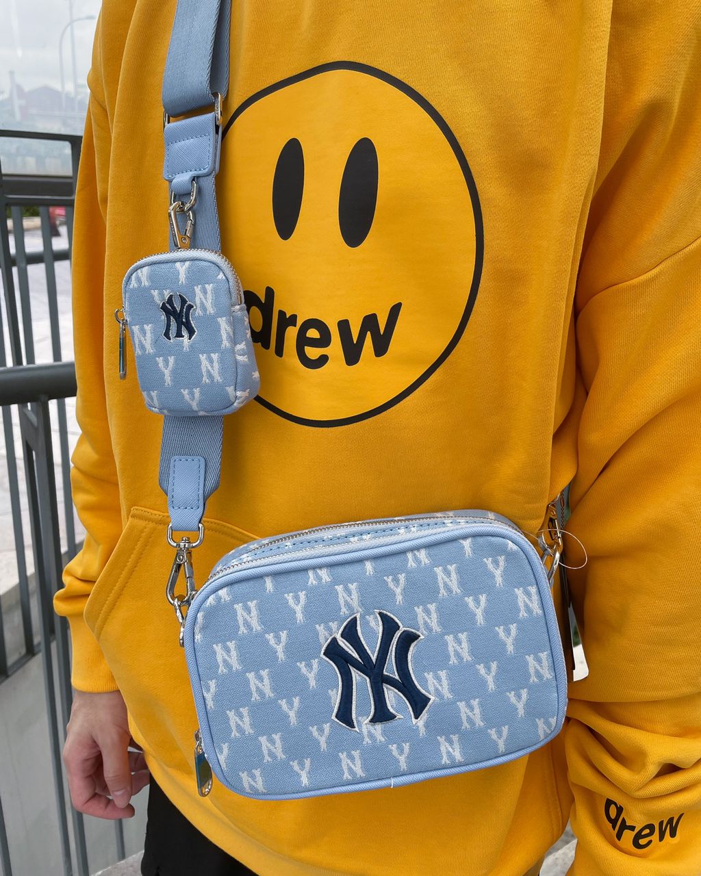 MLB Monogram Jacquard Mini Crossbody Bag (Light Blue)
