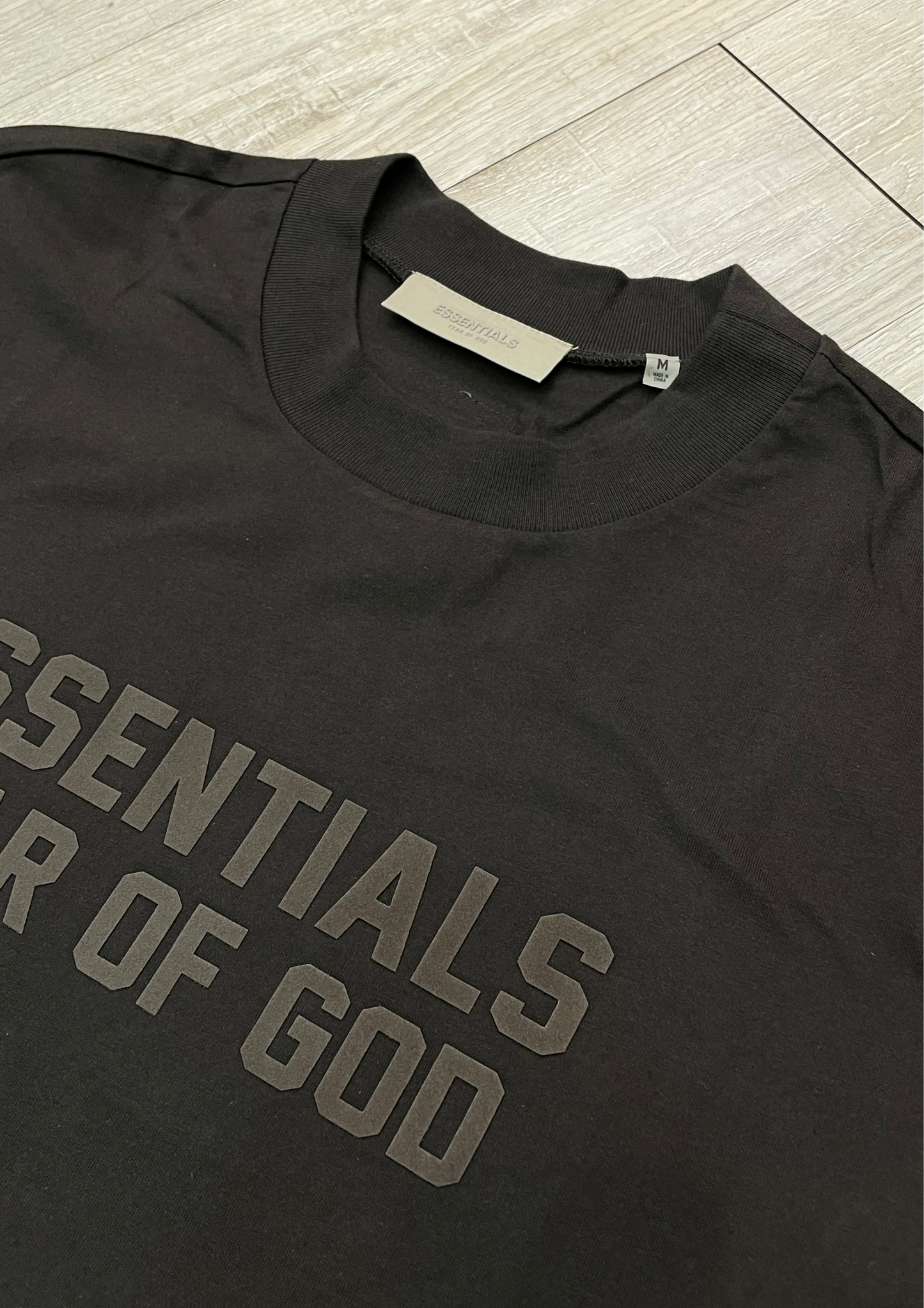 Fear of God Essentials Tee Big Flocked Logo 2022 (Off Black)