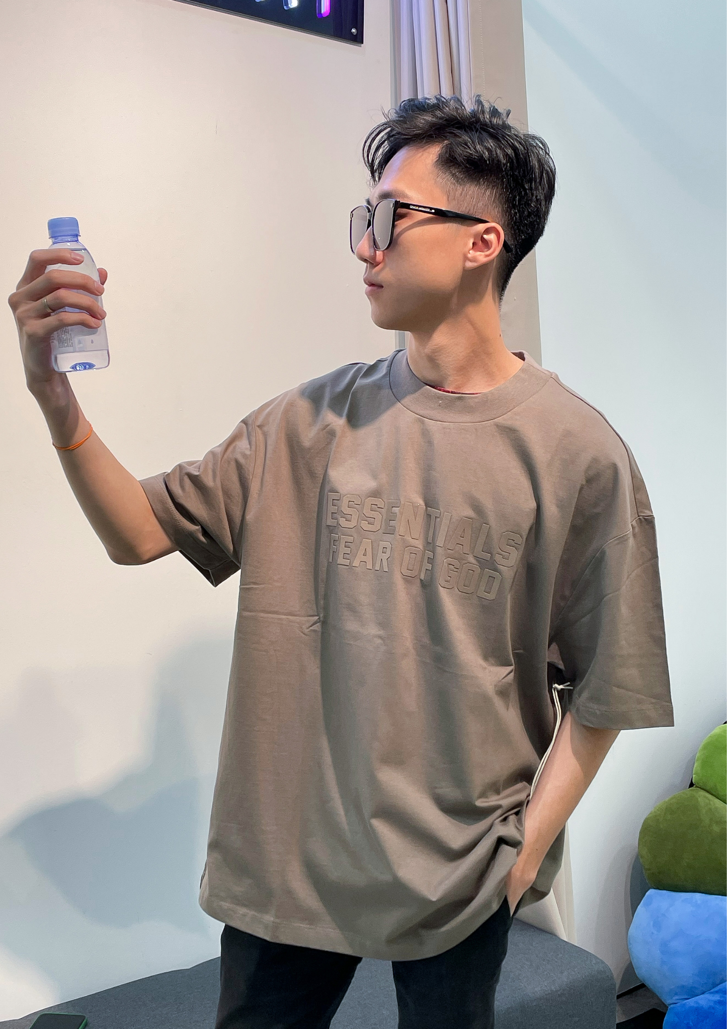 Fear of God Essentials Tee Big Flocked Logo 2022 (Brown)