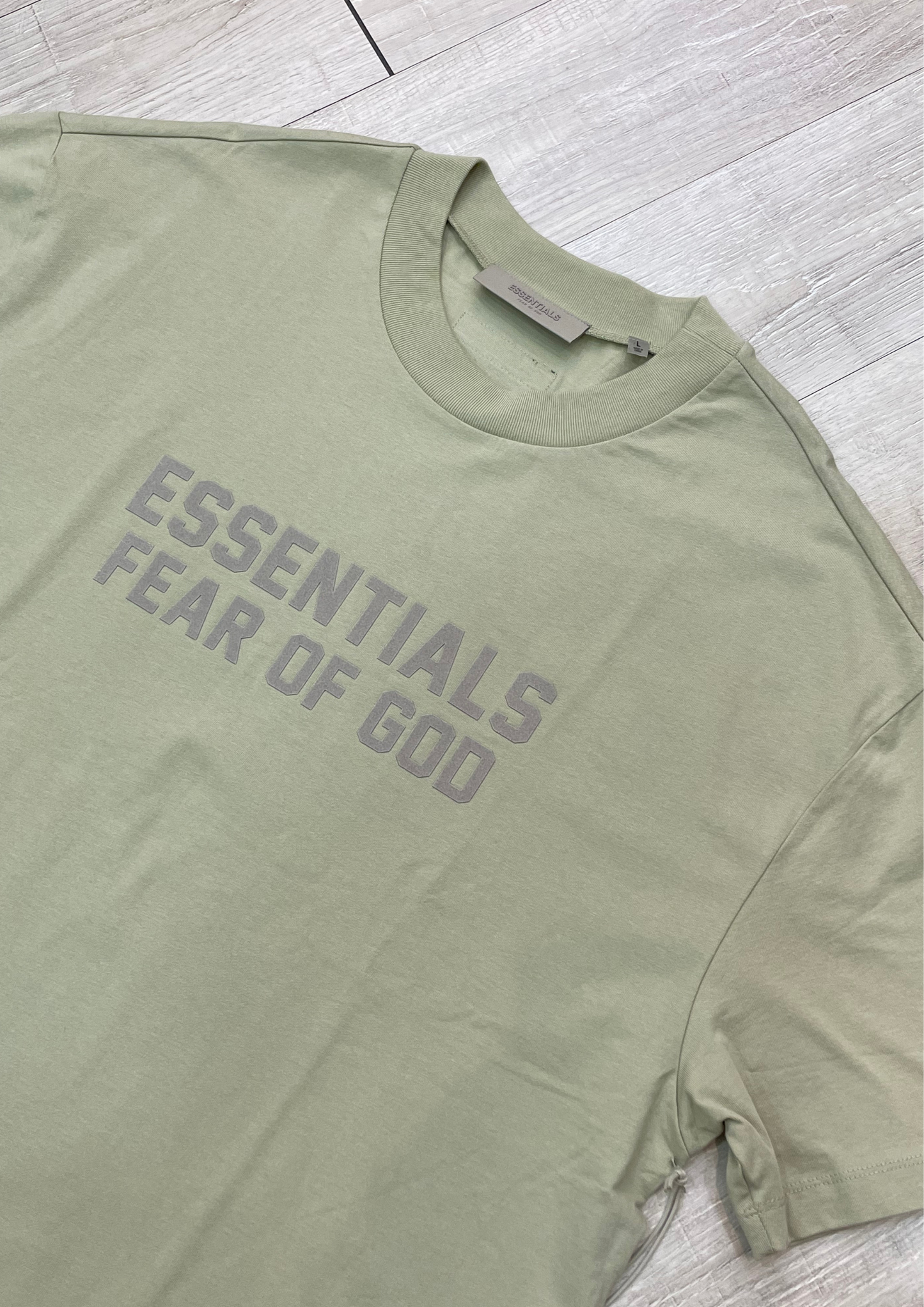 Fear of God Essentials Tee Big Flocked Logo 2022 (Sea Foam)