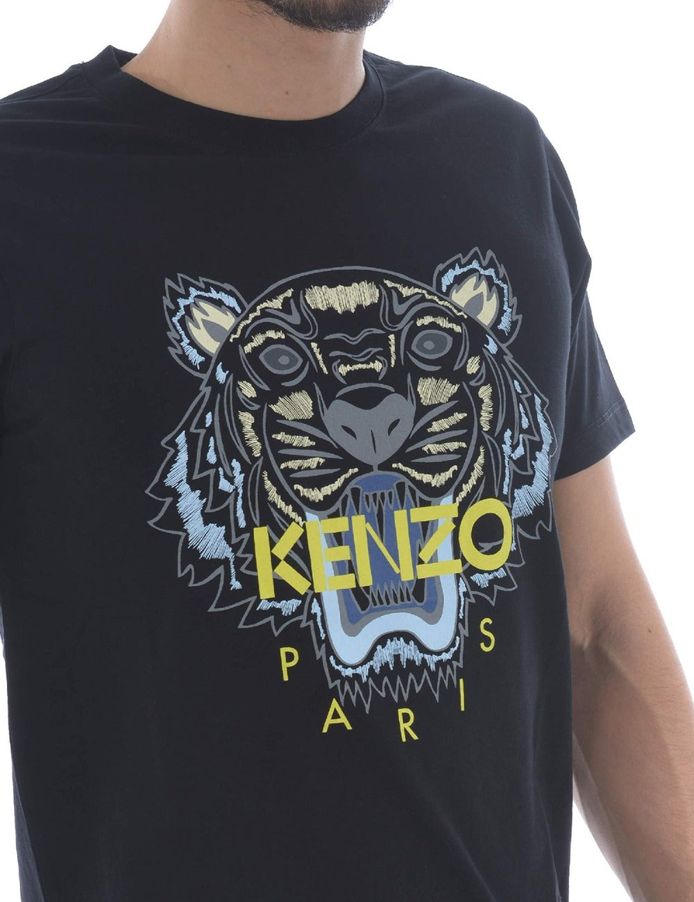 Kenzo Blue Yellow Tiger Logo T-Shirt