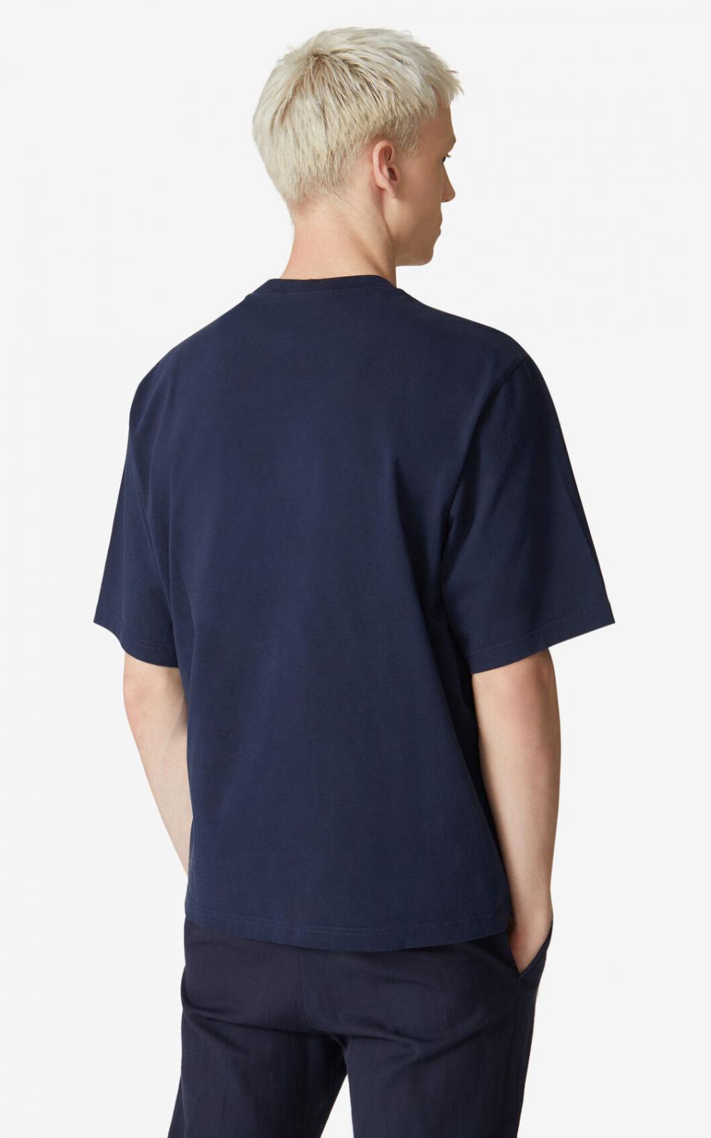 Kenzo Silver Embroidered Tiger T-shirt (Navy Blue)