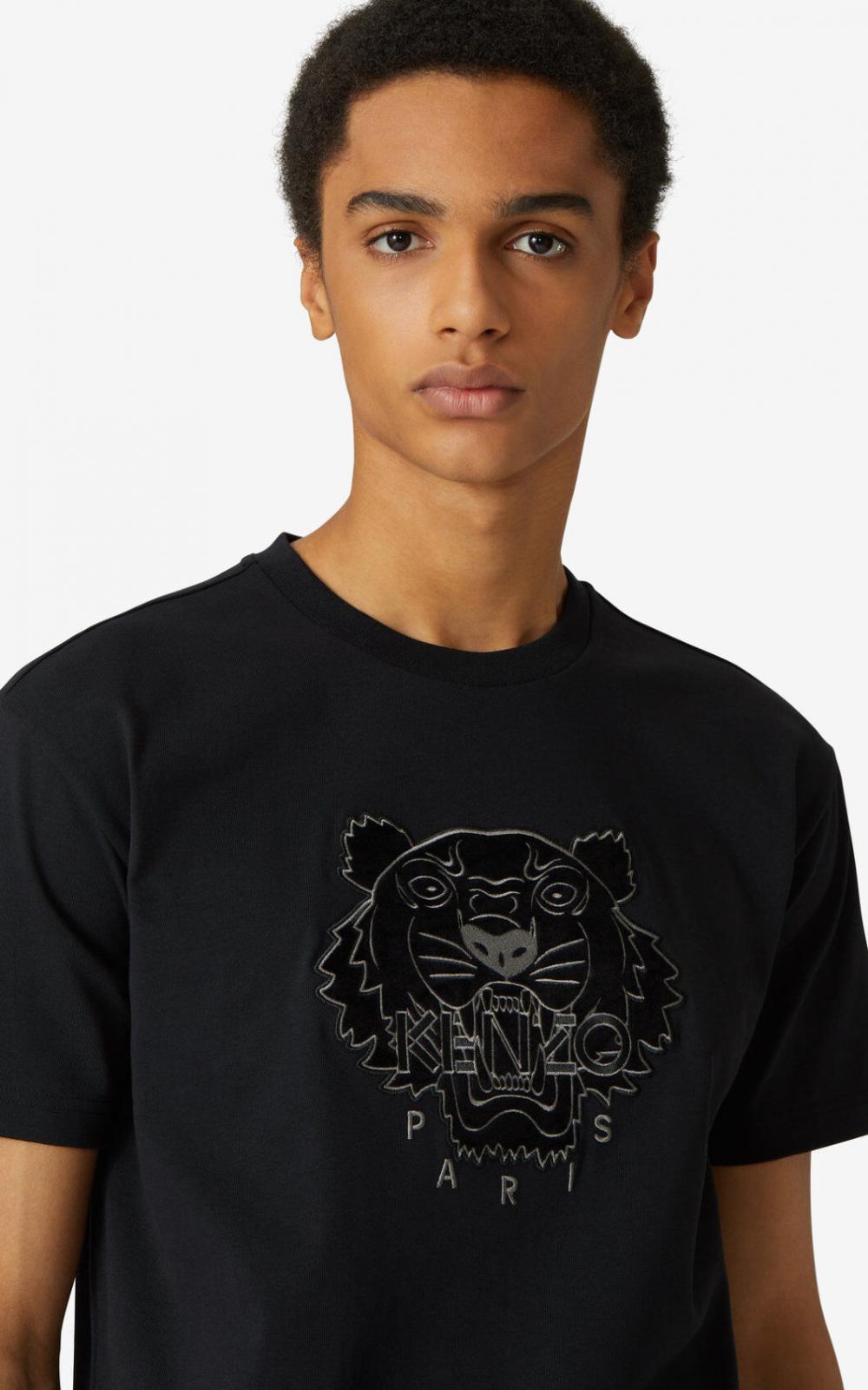 Kenzo Black Tiger Embroidered Logo T-Shirt