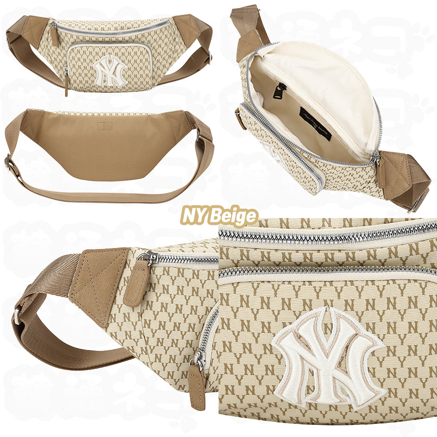MLB New York Yankees Monogram Waist Bag (Beige) - Shop Streetwear, Sneakers, Slippers and Gifts online | Malaysia - The Factory KL