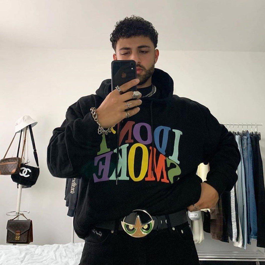 I Don't Smoke Multi-Color Logo Hoodie (Black)