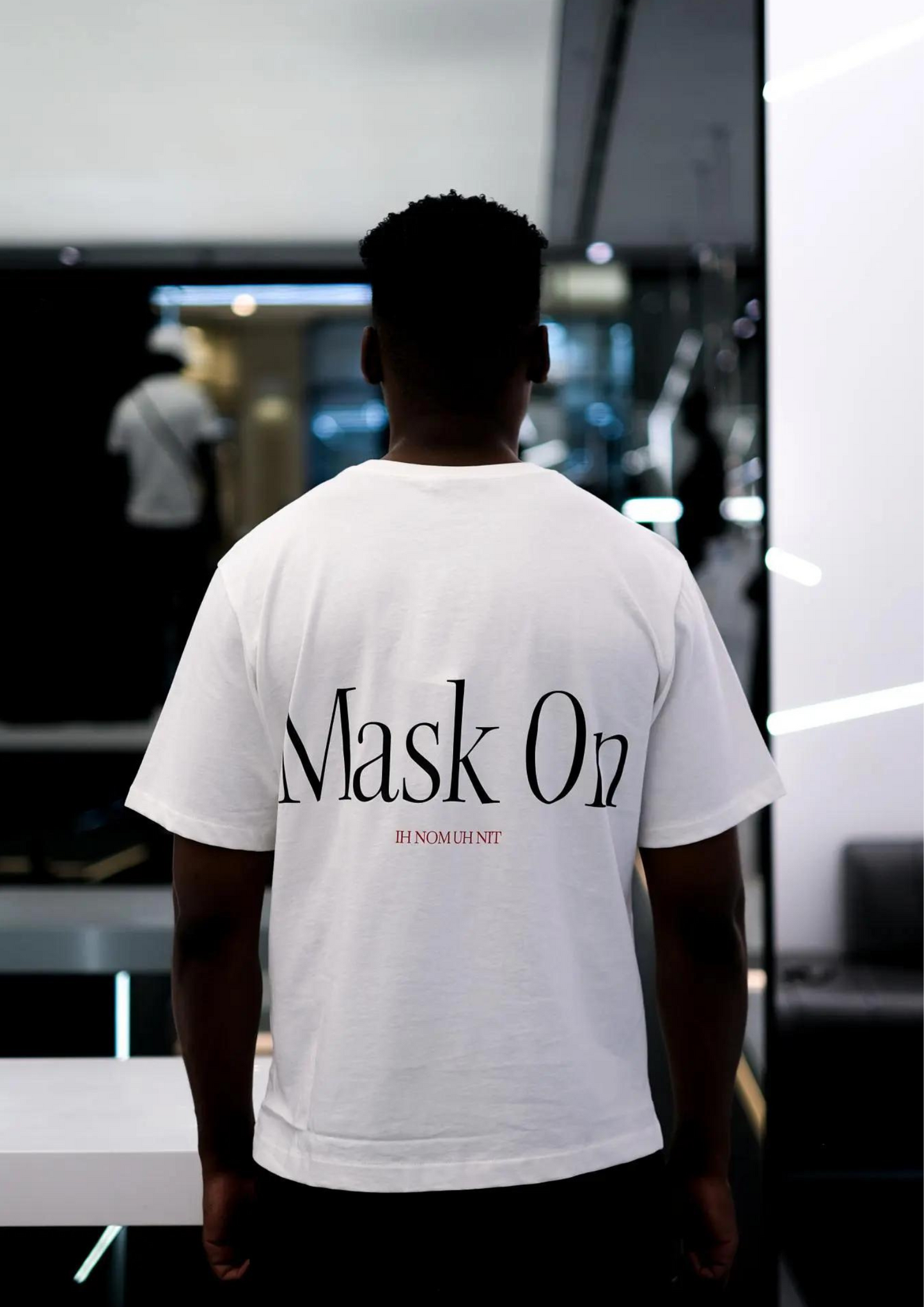 Ih Nom Uh Nit Red Mask Off Crewneck T-Shirt (White)