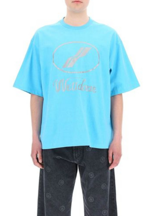 WE11DONE Logo Printed Oversized T-Shirt (Blue)