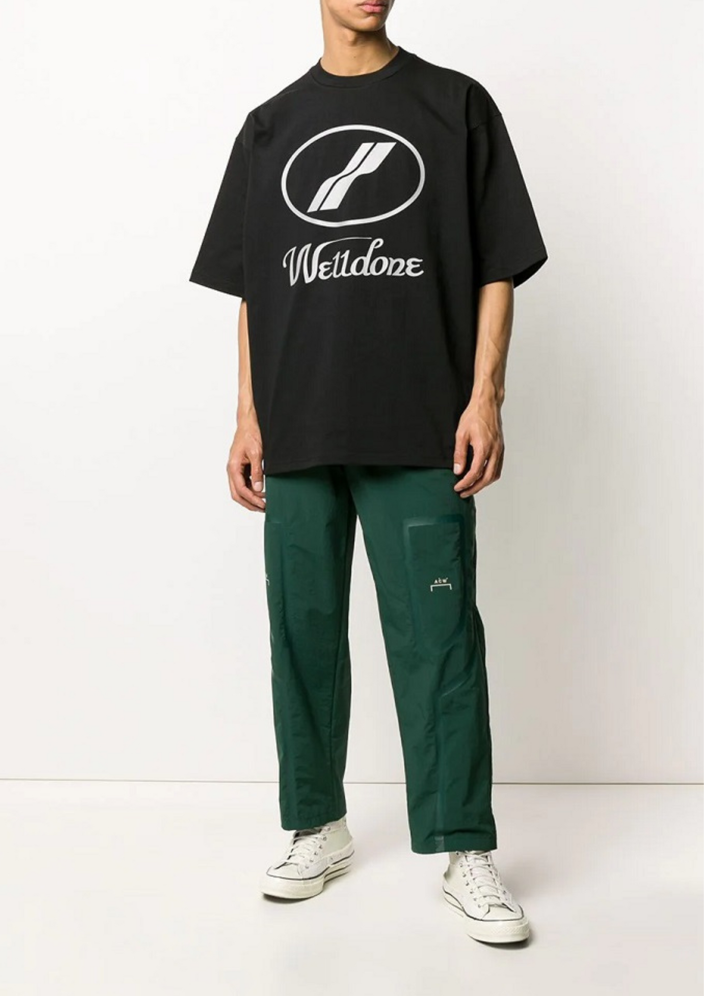 WE11DONE Logo Printed Oversized T-Shirt (Black)