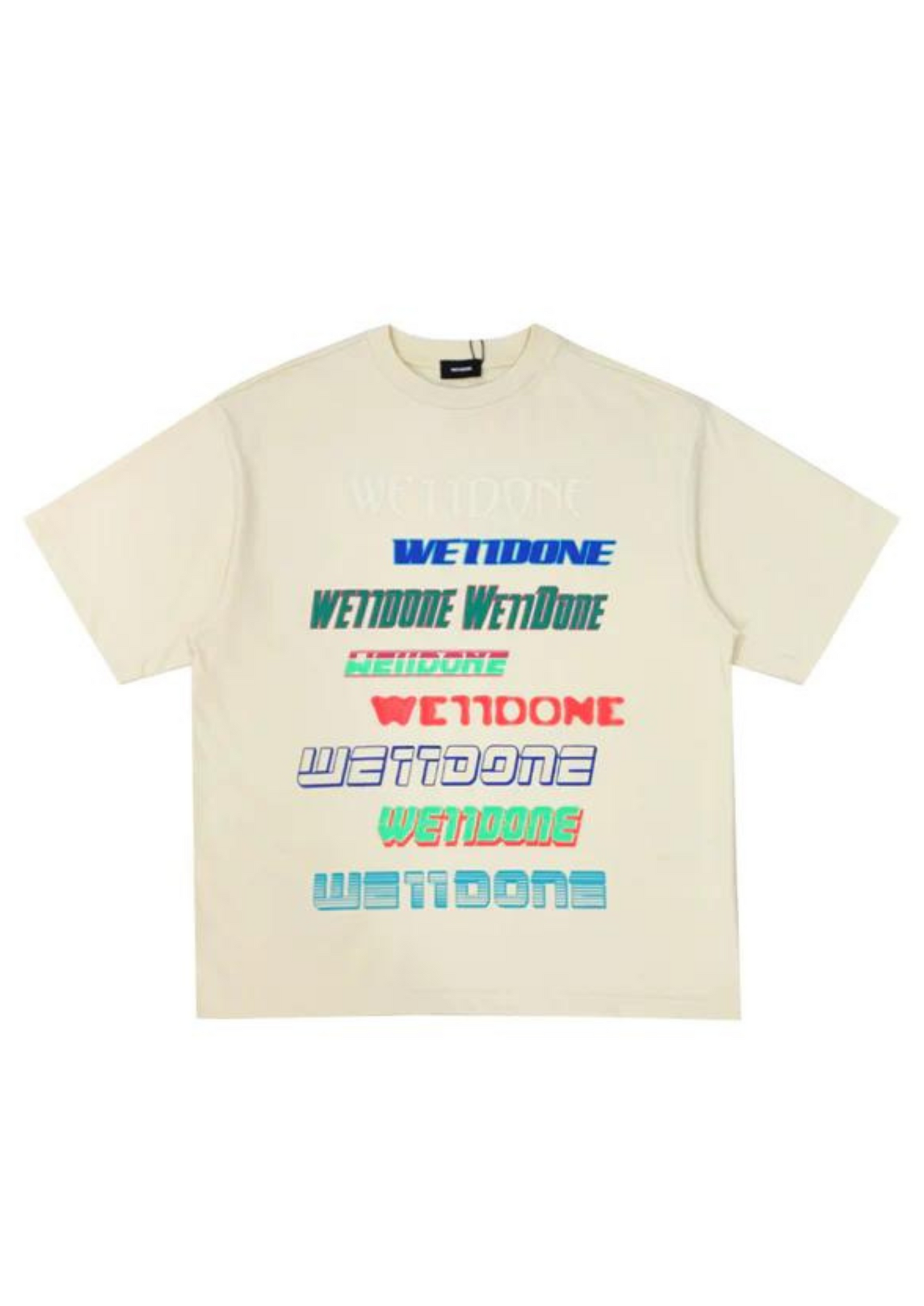 WE11DONE Multi Logo Printed T-Shirt (Cream)
