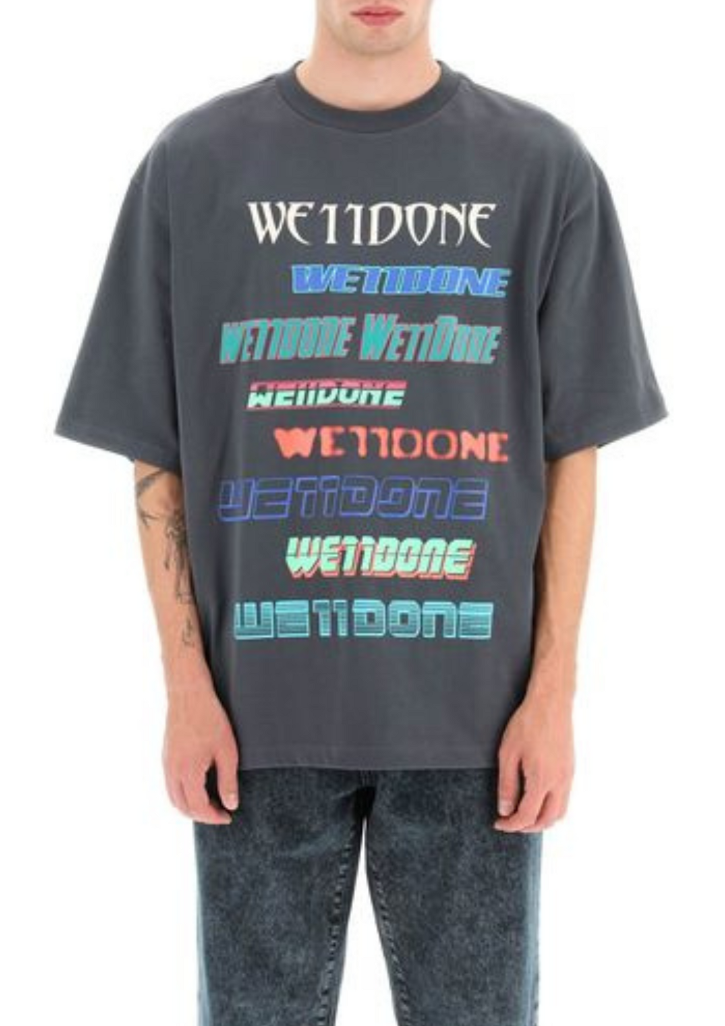 WE11DONE Multi Logo Printed T-Shirt (Black)
