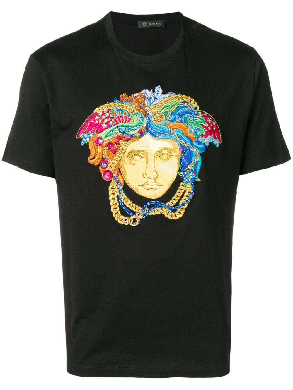 Versace Colourful Embellished Medusa Head Tee
