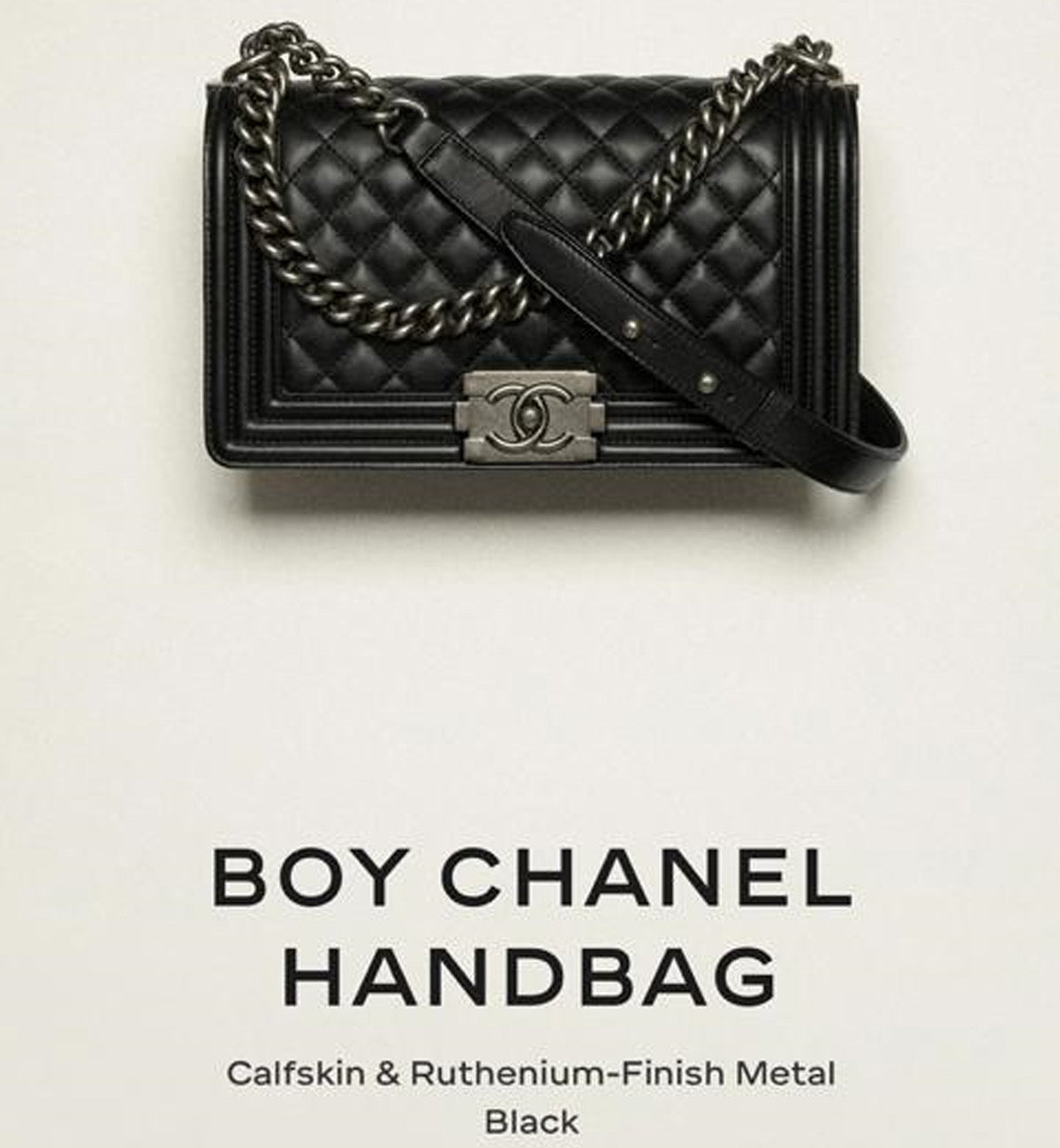 [Pre-Used] Boy Chanel Calfskin & Ruthenium Metal Black Handbag