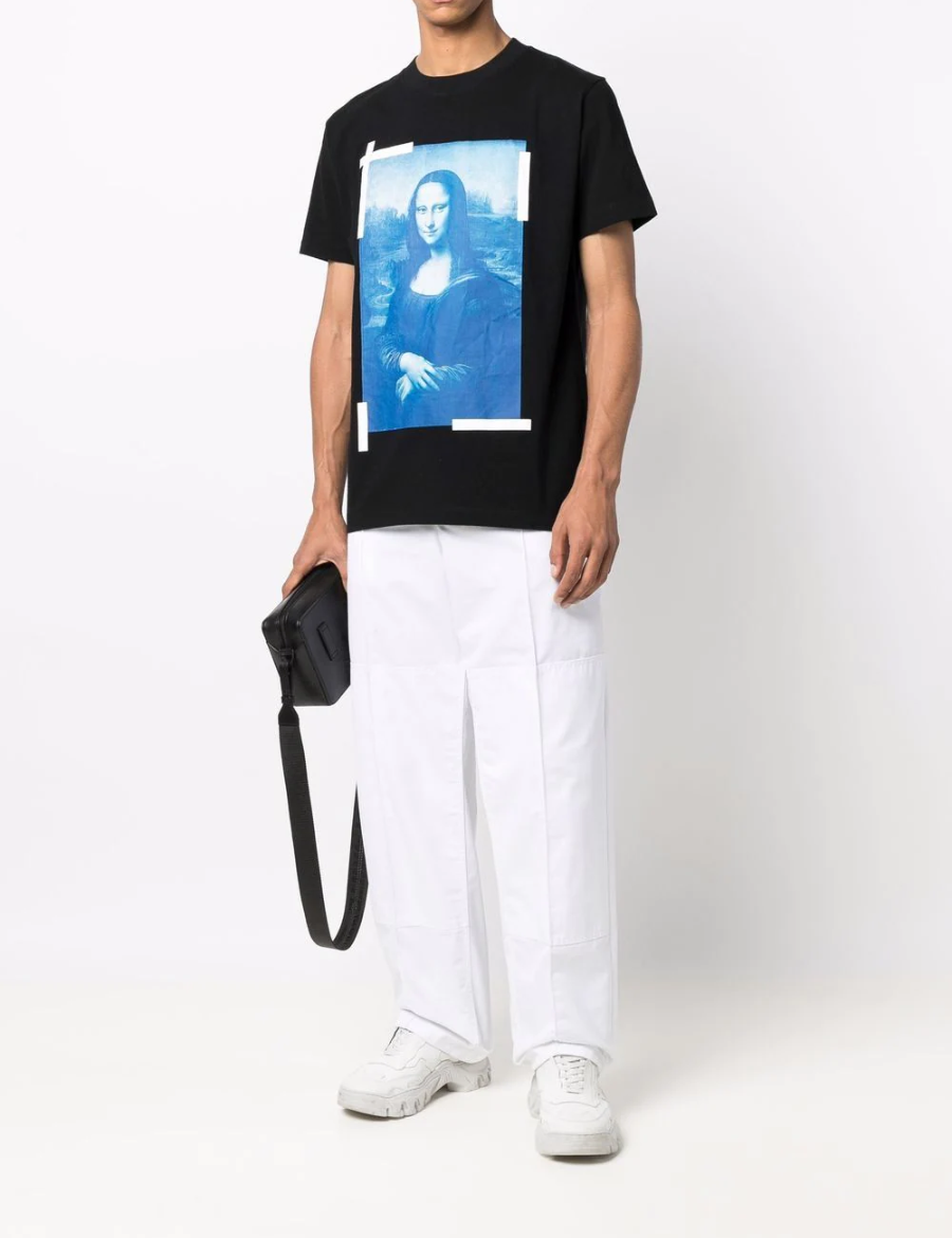 Off-White S/S Slim Fit Blue Mona Lisa T-Shirt (Black)