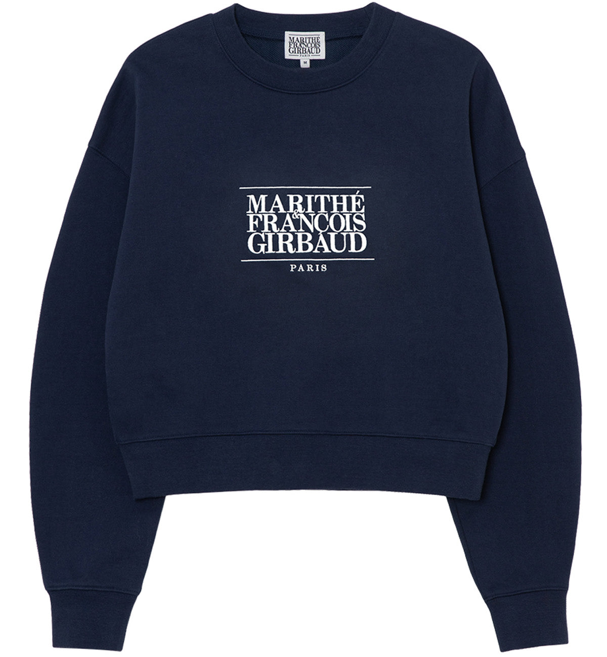 Marithe W Classic Logo Crop Sweatshirt (Navy)