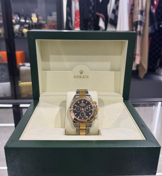 [Pre-Used] Rolex Daytona Half Gold 116523 (Black Dial)