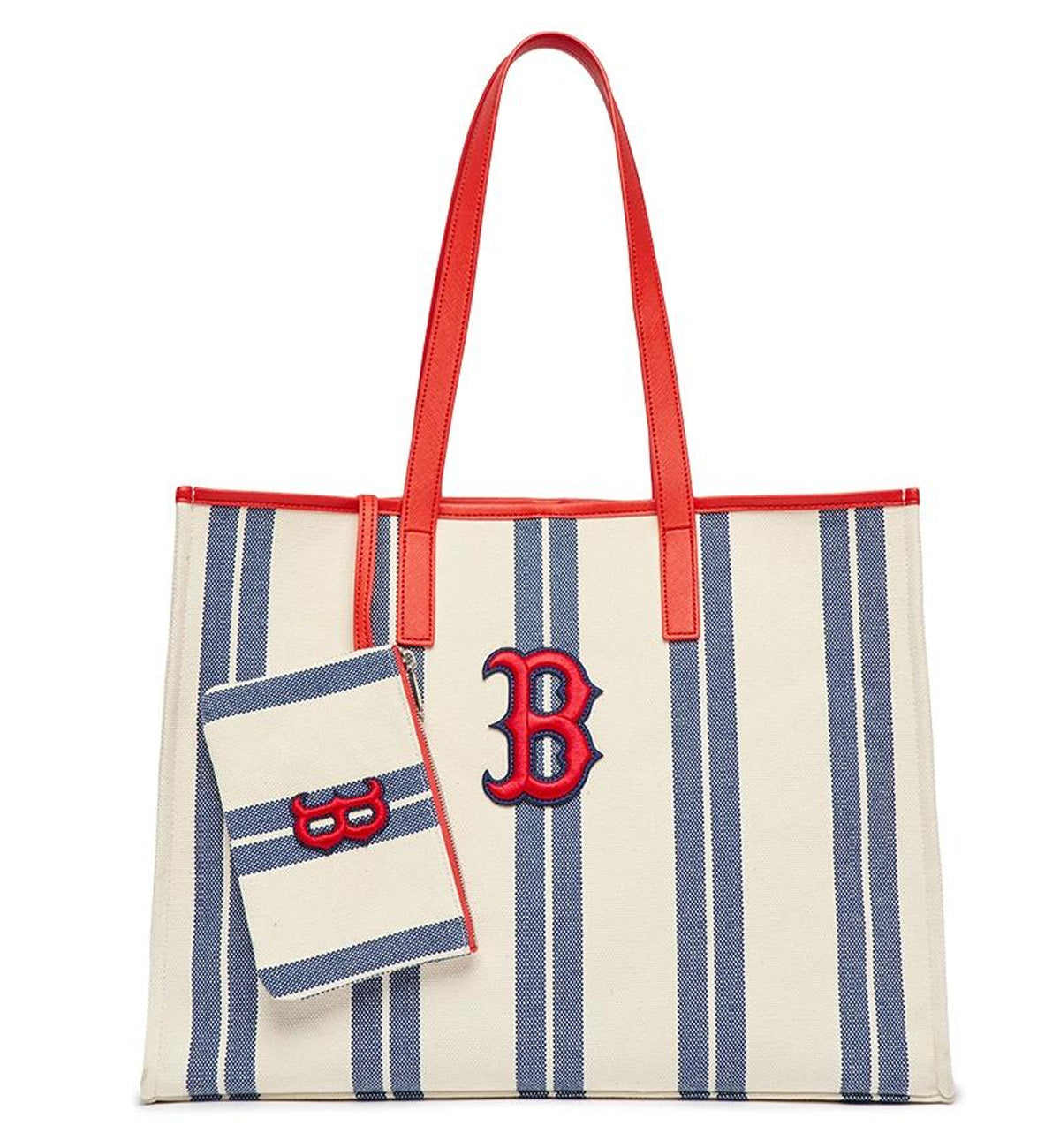 MLB Ethnic Stripe Boston Redsox Tote Bag (White)