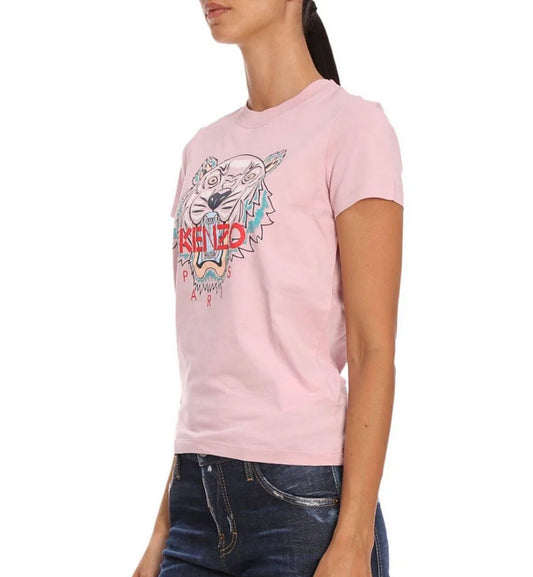 Kenzo Female Pink Tiger (Red Word) T-Shirt (Pink)