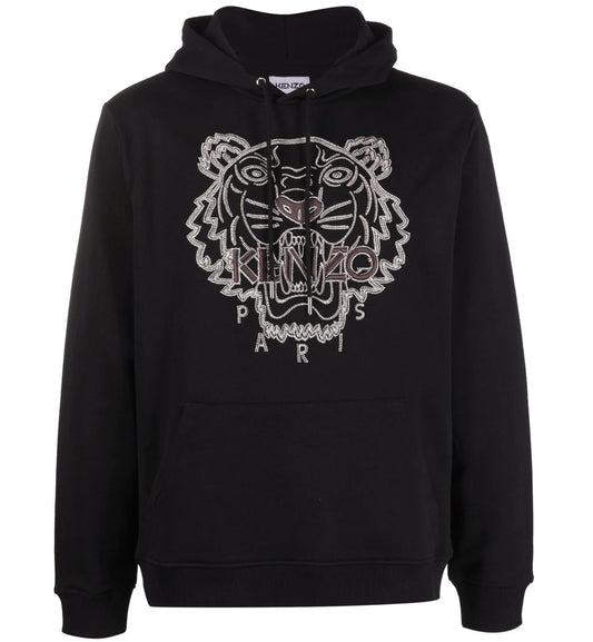 Kenzo White Maroon Embroidered Tiger Logo Hoodie