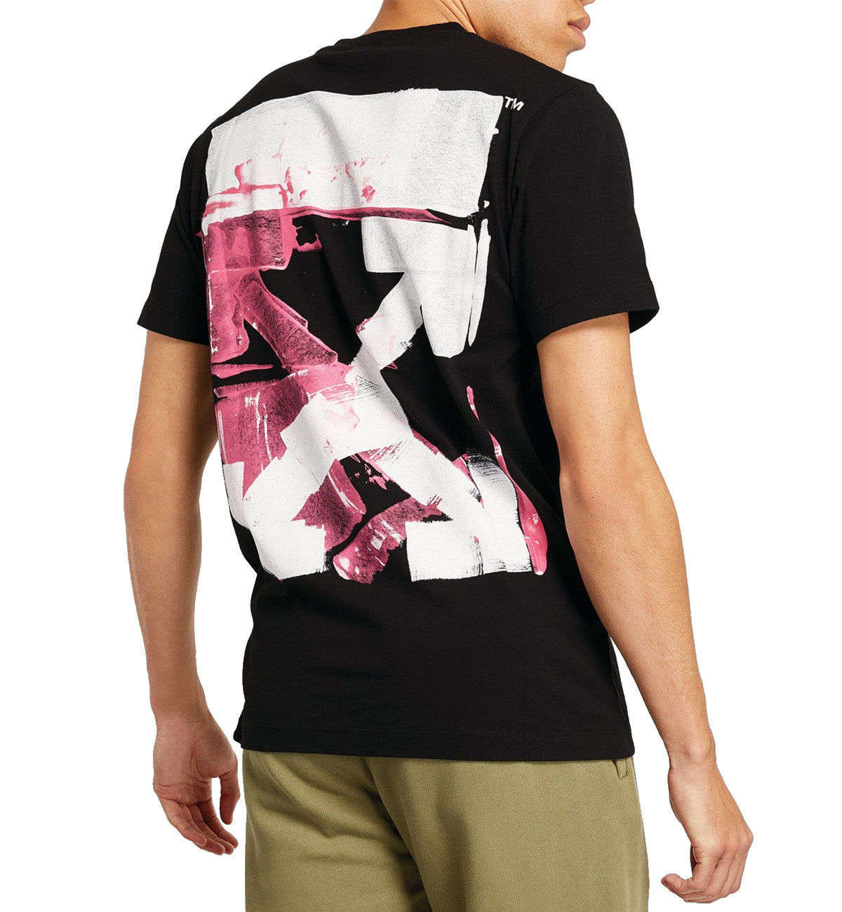 Off-White Slim Fit White Pink Arrow T-Shirt (Black)