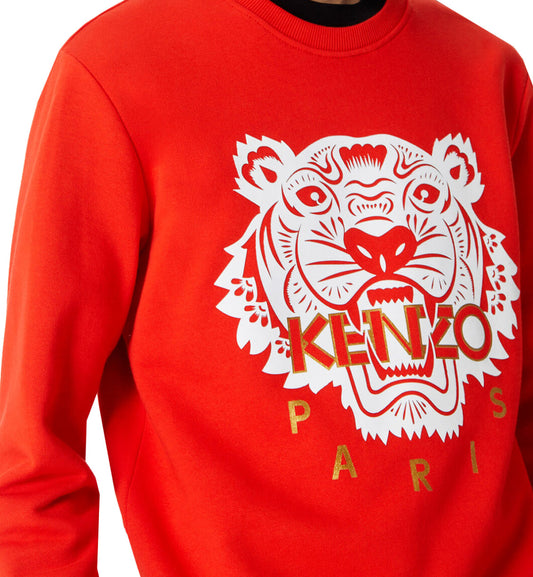 Kenzo White Gold Embroidered Tiger Logo Red Sweatshirt