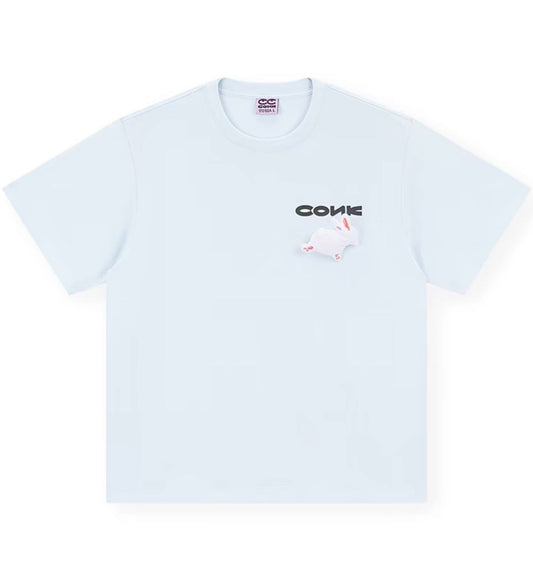 Conklab Side Bunny And Wording T-Shirt (Sky Blue)