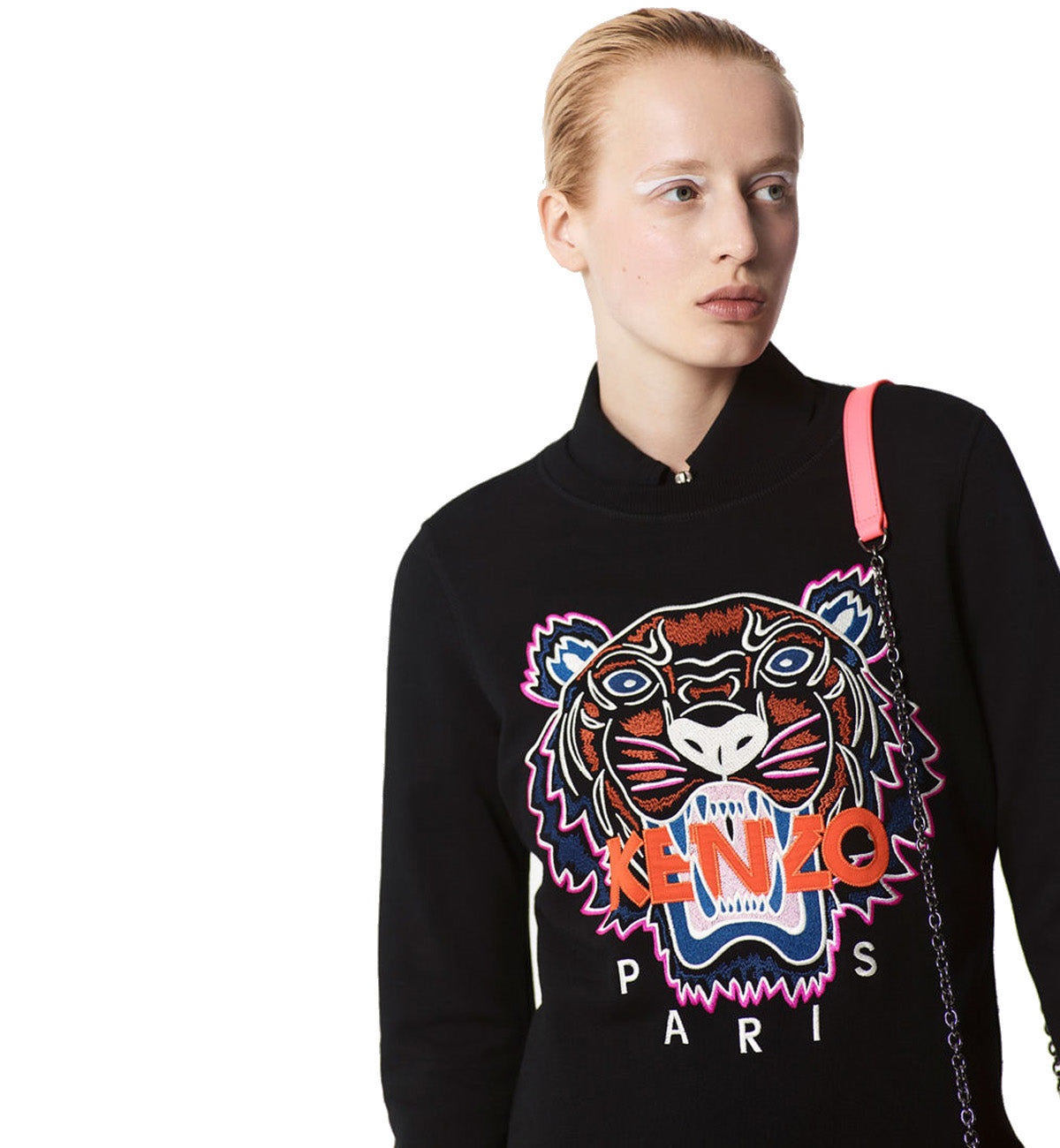 Kenzo Pink Red Embroidered Tiger Logo Sweatshirt