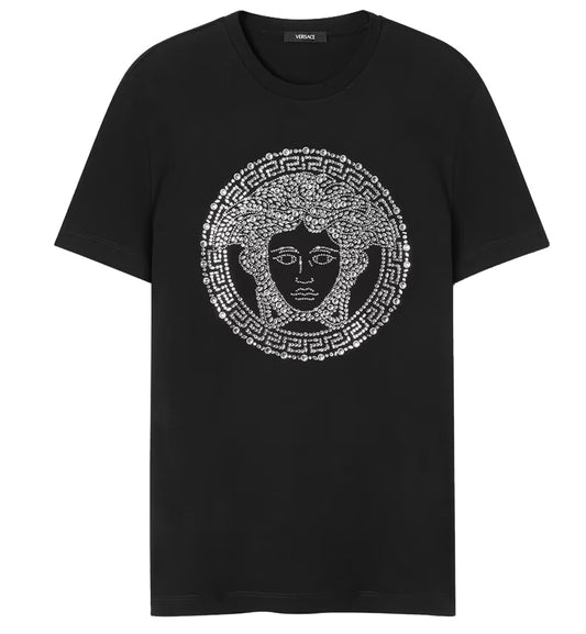 Versace White Crystal Medusa T-Shirt (Black)