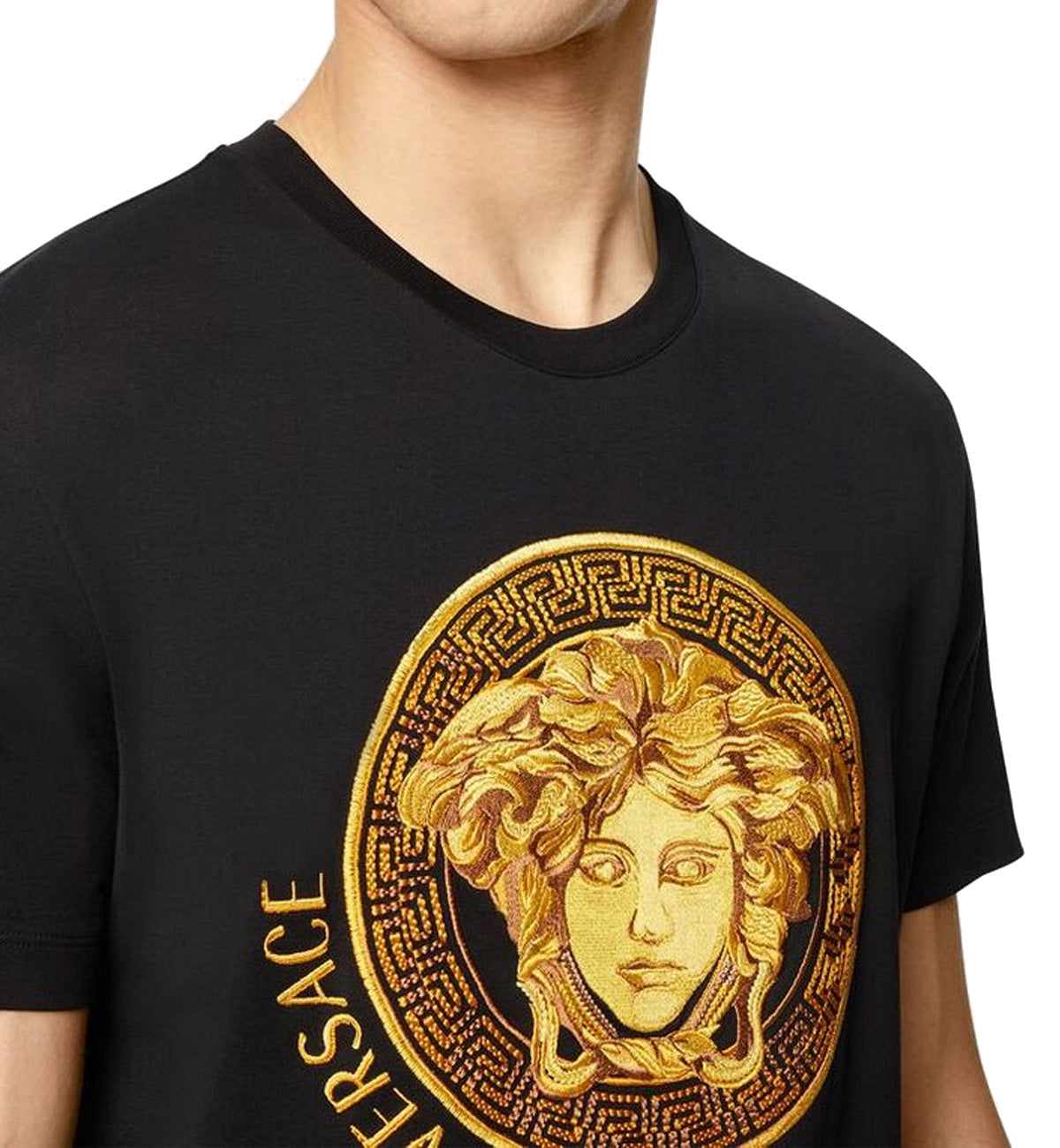 Versace Medusa Amplified Embroidered T-Shirt (Black)