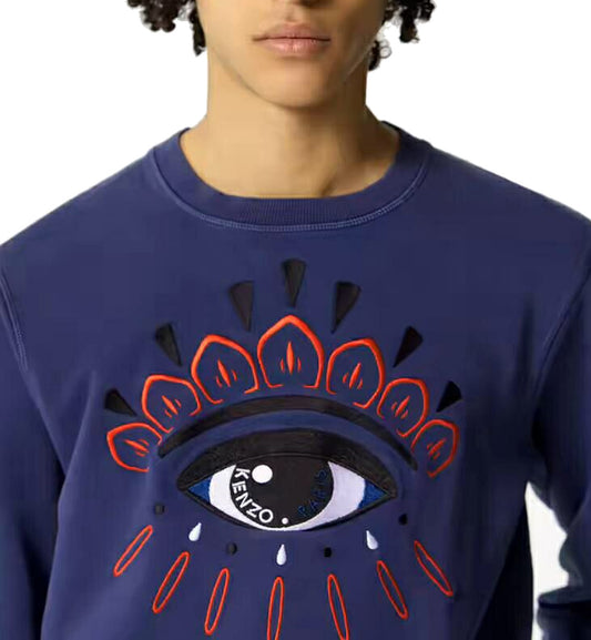 Kenzo Orange Line Eye Logo Blue Sweatshirt