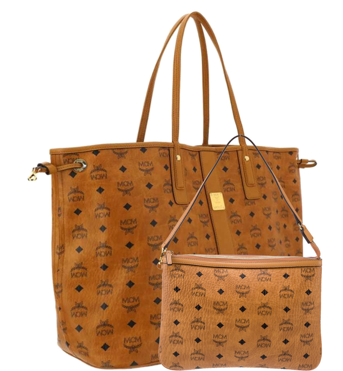 MCM Casual Style Leather Handbags & Shoulder Pouch Set