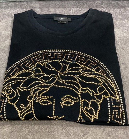 [Pre-Used] Versace Tee Crystal Circle Tee Black
