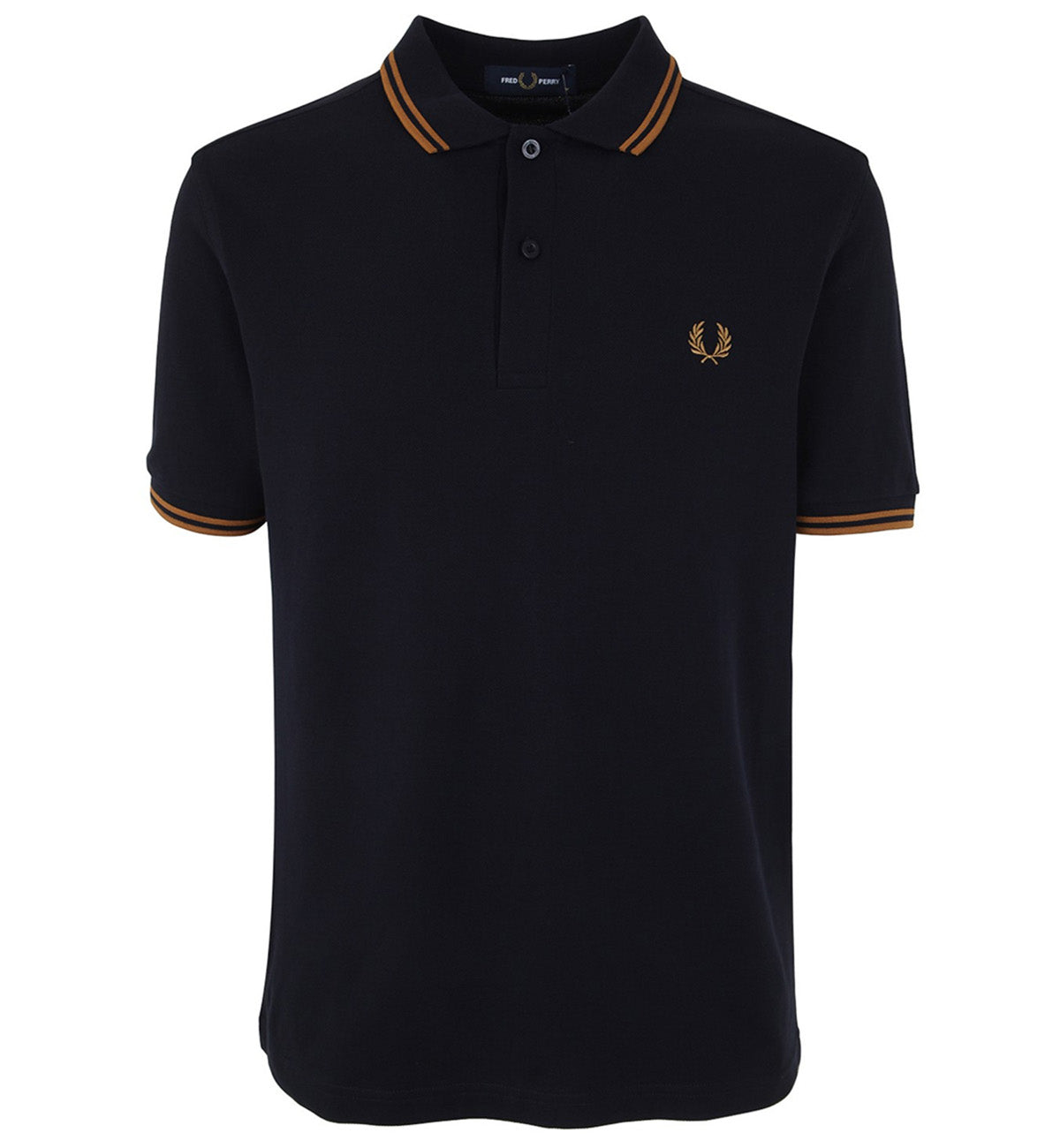 Fred Perry Orange Double Stripe Navy Polo Shirt