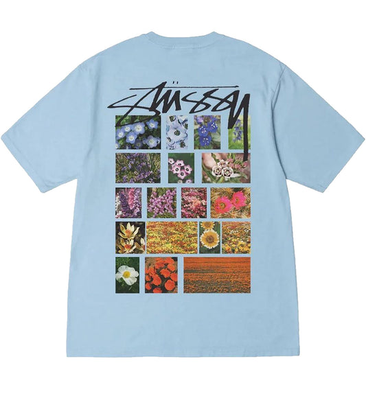 Stussy Flower Grid Pigment Dyed Tee (Blue)