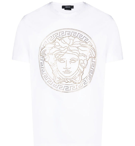 Versace Printed Medusa Head Logo Tee (White)