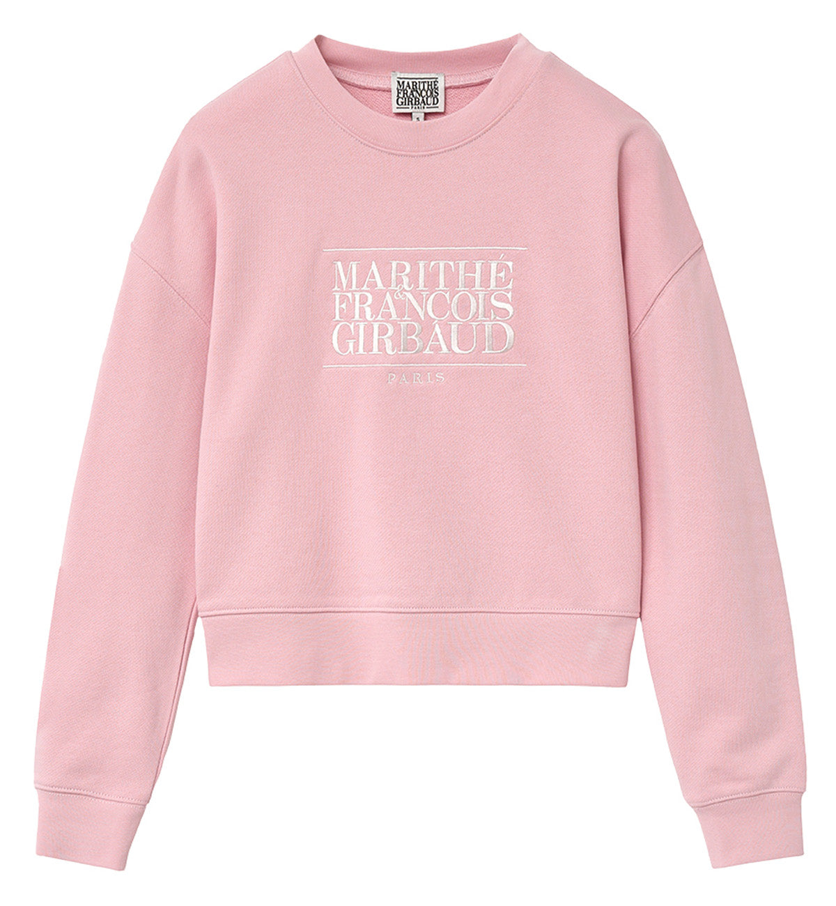 Marithe W Classic Logo Crop Sweatshirt (Baby Pink)