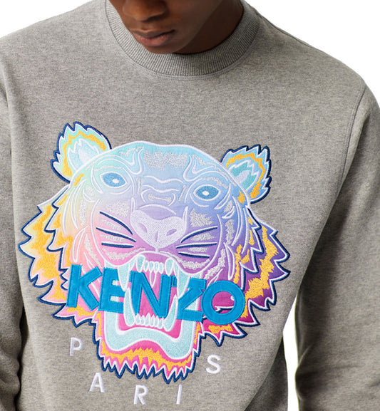 Kenzo Gradient Embroidered Tiger Logo Grey Sweatshirt