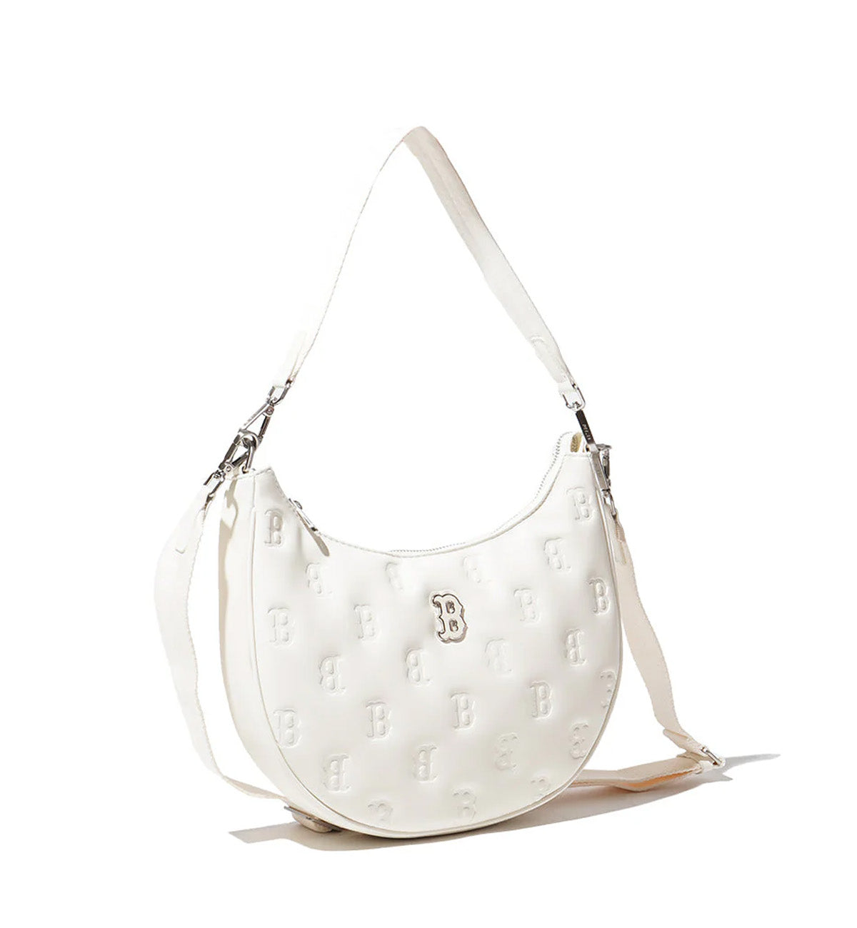 MLB Monogram Embo Strap Hobo Bag (White)