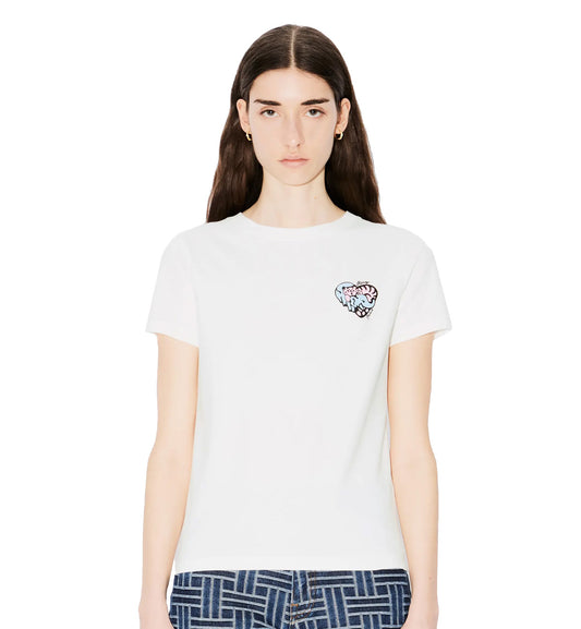 Kenzo Female Embroidered Jungle Heart T-Shirt (White)