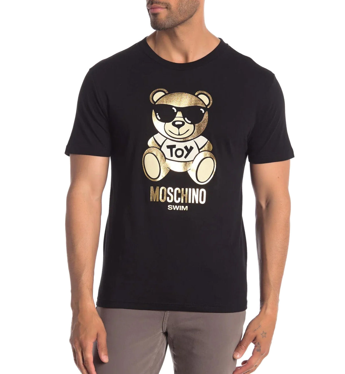 Moschino Swim Bear Gold Foil Toy T-Shirt (Black)