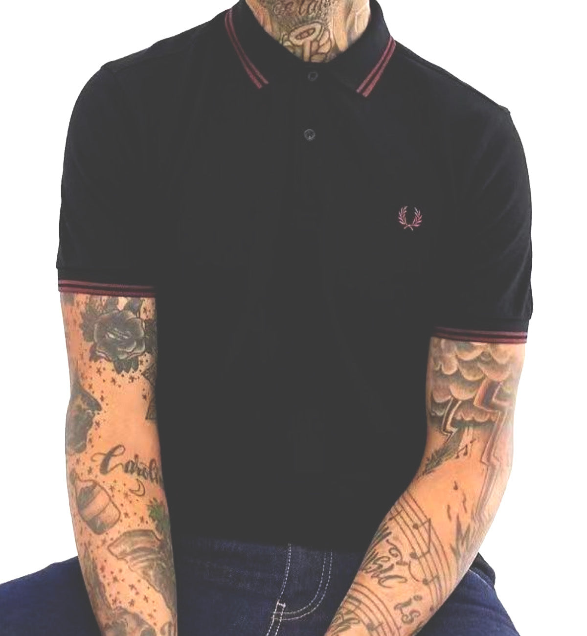 Fred Perry Red Double Stripe Black Polo Shirt