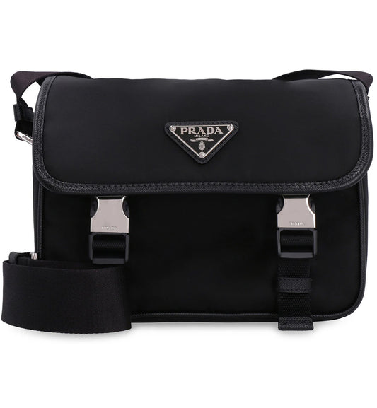 Prada Black Re-Nylon and Saffiano Leather Shoulder Bag (Unisex)