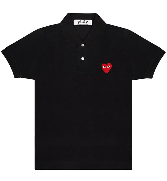 CDG Play Red Heart Polo Shirt (Black)