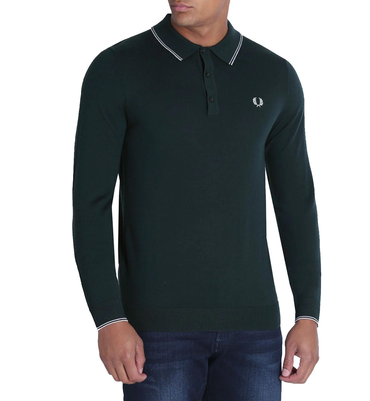 Fred Perry Twin Tipped Polo Sweatshirt (Green)