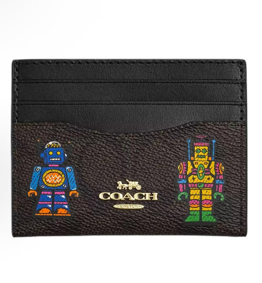 Coach Cosmic Slim Id Card Case In Signature Canvas Robot