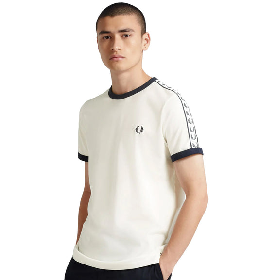 Fred Perry Taped Ringer Tee - White