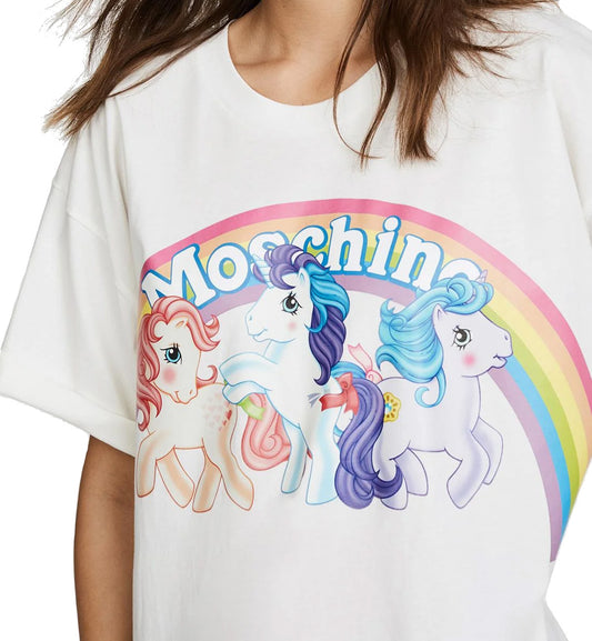 Moschino Rainbow Unicorn Printed T-Shirt (White)