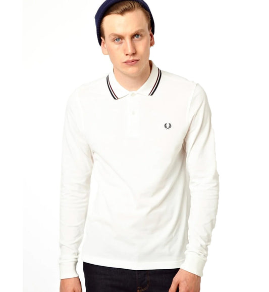 Fred Perry Black Twin Tipped Polo Sweatshirt (White)