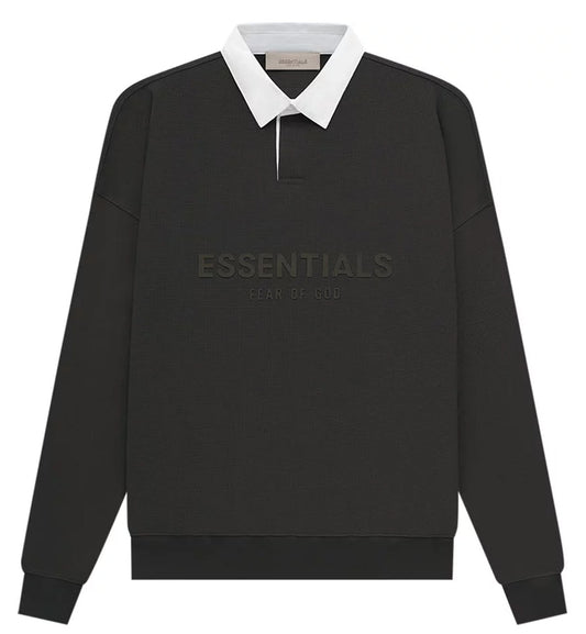 Fear of God Essential SS23 Long Sleeve Polo Shirt (Off Black)