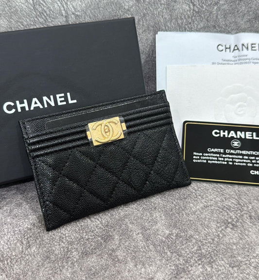 [Pre-Used] Chanel Cardholder Caviar Black Boy